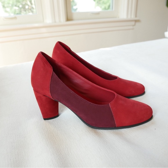 Arche Shoes - ARCHE | New Kelize escarpin red suede pumps chunky heel almond toe pump womens 7